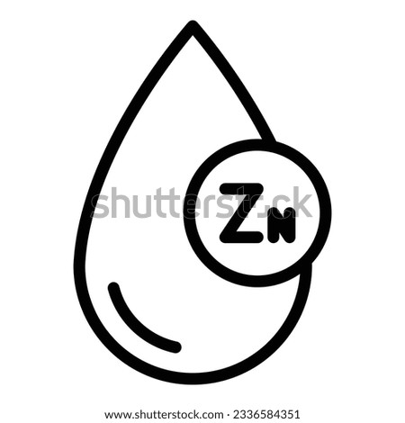 Zn drop icon outline vector. Zinc vitamin. Chemical mineral