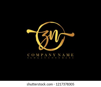 ZN initial handwriting logo circle template vector