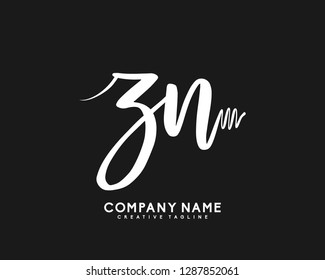 ZN Initial Handwriting Logo Template Vector