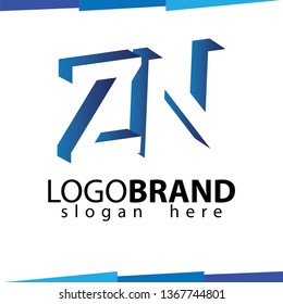 ZN Initial Letter logo in negative space vector template