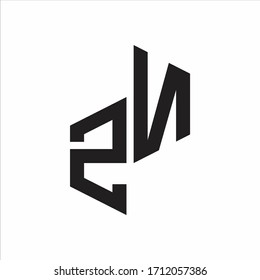 Monograma del logotipo de las letras iniciales ZN con estilo hasta inferior