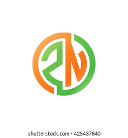 ZN initial letters looping linked circle logo orange green