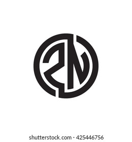 ZN initial letters looping linked circle monogram logo