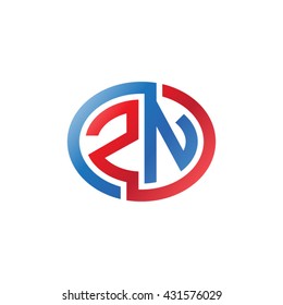 ZN initial letters looping linked ellipse logo red blue