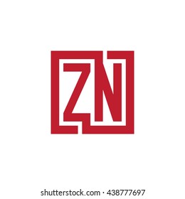 ZN initial letters looping linked square logo red