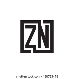 ZN initial letters looping linked square monogram logo