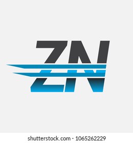 ZN initial logo company name colored black and blue, Simple and Modern Logo Design.