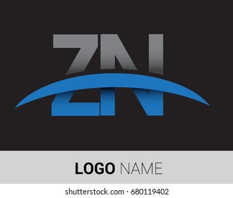 ZN initial logo company name colored grey and blue swoosh design.