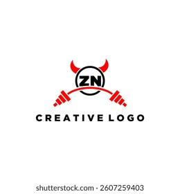 ZN initial monogram for fitnes or gym logo with devil style design
