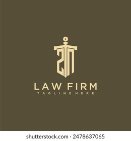 ZN initial monogram for lawfirm logo with sword style image