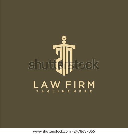 ZN initial monogram for lawfirm logo with sword style image