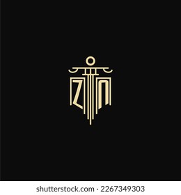 ZN initial monogram for lawyers logo with pillar design ideas