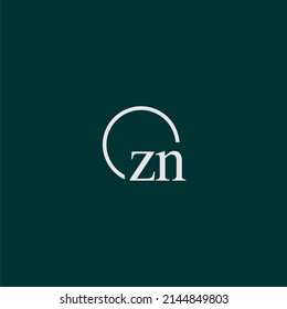 Logotipo inicial de ZN monograma con diseño de círculo