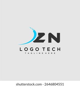 ZN initial monogram for technology logo design