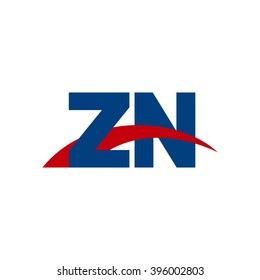 ZN initial overlapping swoosh letter logo blue red