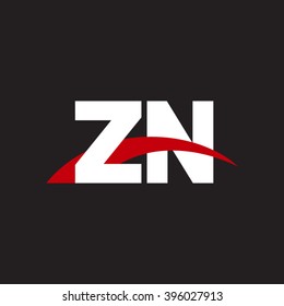ZN initial overlapping swoosh letter logo white red black background