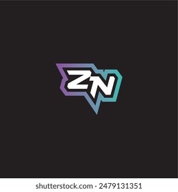 ZN letra dinámica y atrevida concepto moderno esport gaming monograma logo