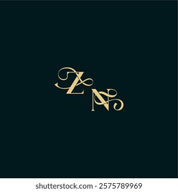 ZN letter elegant and curvy style monogram wedding logo initial bold concept design