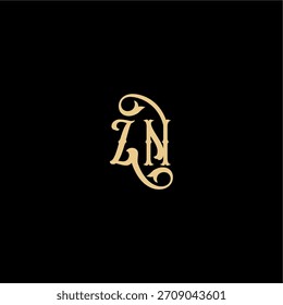 Logotipo moderno del monograma del diseño del estilo de Barock del concepto real inicial de la letra de ZN