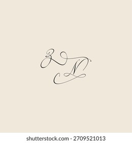 ZN letter initial royal design minimalist style curve monogram elegant concept logo