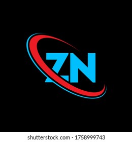 Diseño del logotipo de la carta ZN. Letras iniciales icono del logotipo de ZN. Letra abstracta plantilla de diseño de logotipo mínima ZN Z N. Vector de diseño de letras Z N con colores rojo y azul. logotipo de zn
