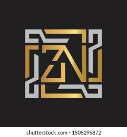 ZN Letter logo initial capital monogram with abstract ornament
