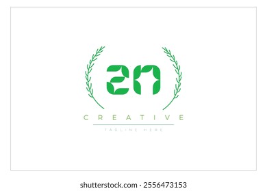 ZN letters eco logo with leaf. Fresh nature and healthy leaf logo design.