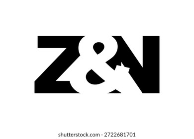 Diseño de logo ZN en estilo atrevido. Símbolo de identidad blanco y negro. Emblema de tipografía moderna. Icono de marca Corporativa. Mínima Plantilla de negocio.