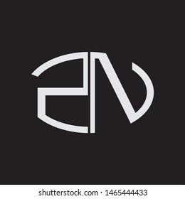 ZN Logo letter oval monogram design template with black and white colors