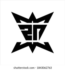 ZN Logo monogram with crown up down side design template on white background