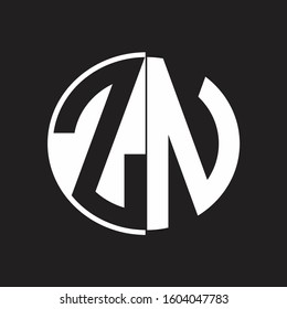 ZN Logo monogram with Negative space style design tempate
