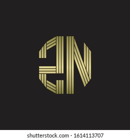 ZN Logo monogram outline style linked isolated with gold colors