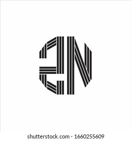 Estilo de esquema de monograma del logotipo ZN aislado en fondo blanco