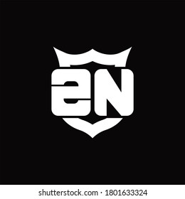 ZN Logo monogram with shield around crown shape design template