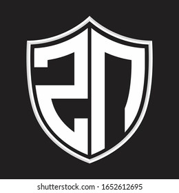 ZN Logo monogram with shield shape isolated on outline design template