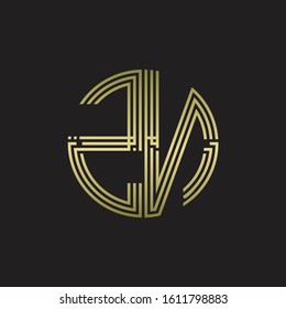 ZN Logo monogram triple ribbon style line design template isolated with gold color