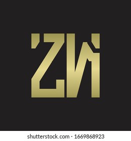 ZN Logo with squere shape design template with gold colors