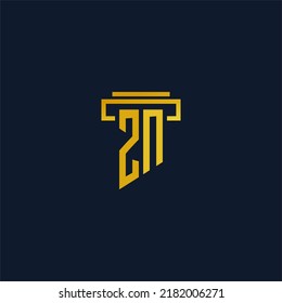 ZN monogram initial logo for lawfirm with pillar design