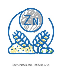 zn natural vitamin doodle icon sketch vector. zn natural vitamin sign. isolated symbol illustration