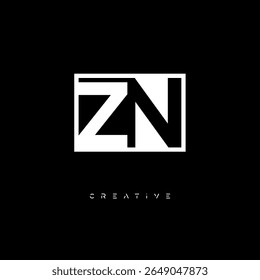 ZN Negative Space Monogram - Logotipo de marca de letra preto e branco minimalista para branding criativo, identidade de moda e conceitos de design modernos
