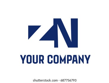 ZN  Negative Space Square Swoosh Letter Logo