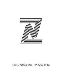ZN, NZ, Diseño del logotipo del alfabeto de la letra del monograma inicial abstracto