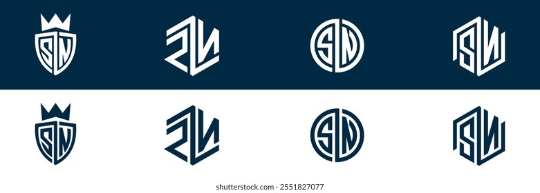 Design de conjunto de logotipo de letra ZN NZ