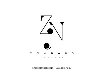 Design do logotipo da tipografia ZN. Representação de design de monograma elegante com as letras Z e N combinadas em um estilo de assinatura artística, proporcionando uma representação visual única e criativa.