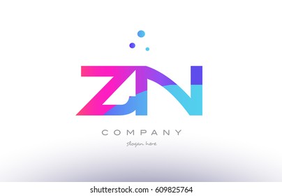 zn z n  creative pink purple blue modern dots creative alphabet gradient company letter logo design vector icon template