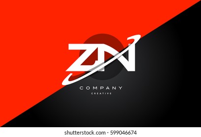 zn z n  red black white technology swoosh alphabet company letter logo design vector icon template 