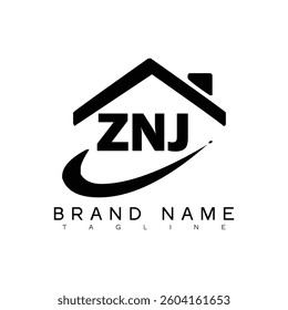 ZNJ logo design vector template