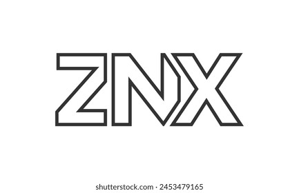 ZNX logo design template with strong and modern bold text. Initial based vector logotype featuring simple and minimal typography. Trendy company identity ideal for businesses brand presence.