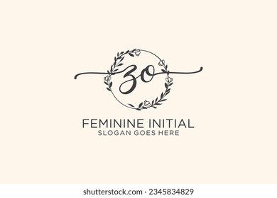 ZO beauty monogram and elegant logo design handwriting logo of initial signature, wedding, fashion, floral and botanical with creative template.