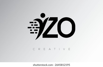 ZO Creative Digital Monogram Logo – Futuristic Letter mark Design Featuring Human Shape, Pixel Motion and Minimal Tech Style for Innovative Branding Identity